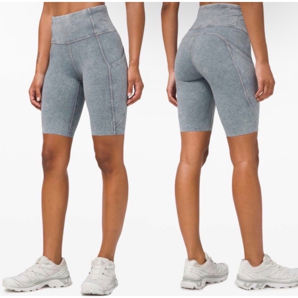 Lululemon Fast and Free Shorts 10" Ice Dye Asphalt Grey Womens 6 Running Bike